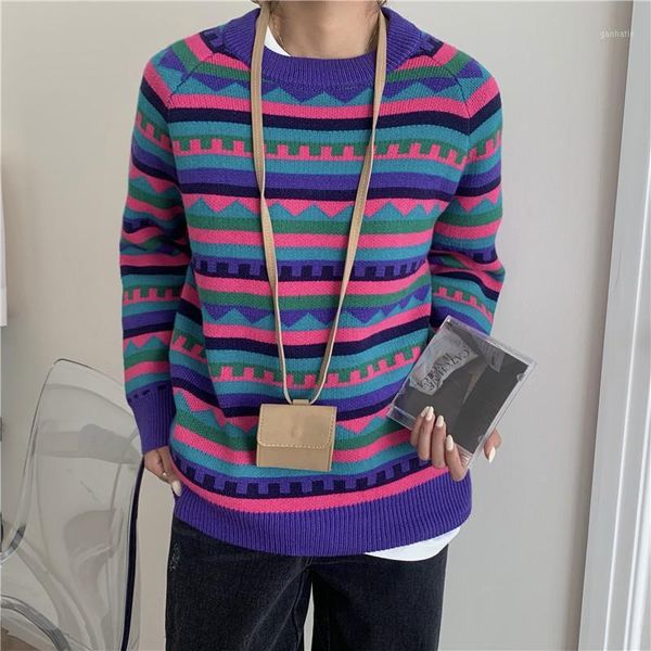 retro style winter new korean loose striped knitted pullover long sleeve sweater women1, White;black
retro style winter new korean loose striped knitted pullover long sleeve sweater women1, White;black