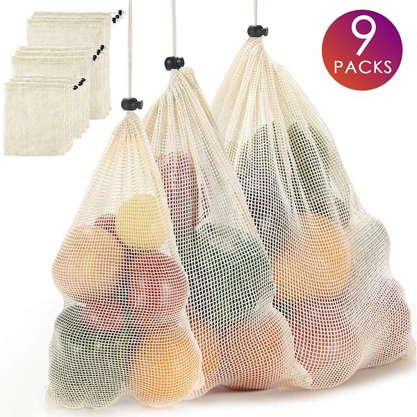 reusable cotton mesh produce bags 9 pack eco-friendly zero waste vegetable fruit bags cotton produce bag for shopping & storage 201014
reusable cotton mesh produce bags 9 pack eco-friendly zero waste vegetable fruit bags cotton produce bag for shopping & storage 201014