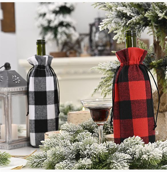 2020 christmas black red grids drawstring winebottle cover fashion balck white grids wine bottle covers party home decoration favor e102104, Blue
2020 christmas black red grids drawstring winebottle cover fashion balck white grids wine bottle covers party home decoration favor e102104, Blue