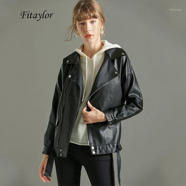 fitaylor women faux leather jacket loose soft pu motorcycle black punk overcoat female turndown collar zipper outwear with belt1
fitaylor women faux leather jacket loose soft pu motorcycle black punk overcoat female turndown collar zipper outwear with belt1