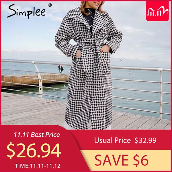 simplee fashion plaid wool women winter 2020 houndstooth belt with pocket long coat autumn warm thick tweed overcoat female, Tan;black
simplee fashion plaid wool women winter 2020 houndstooth belt with pocket long coat autumn warm thick tweed overcoat female, Tan;black
