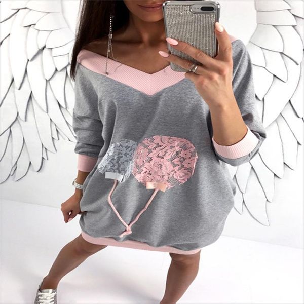 women spring deep v neck sweatshirts autumn long sleeve patchwork fashion female casual loose print balloon hoodies, Black
women spring deep v neck sweatshirts autumn long sleeve patchwork fashion female casual loose print balloon hoodies, Black