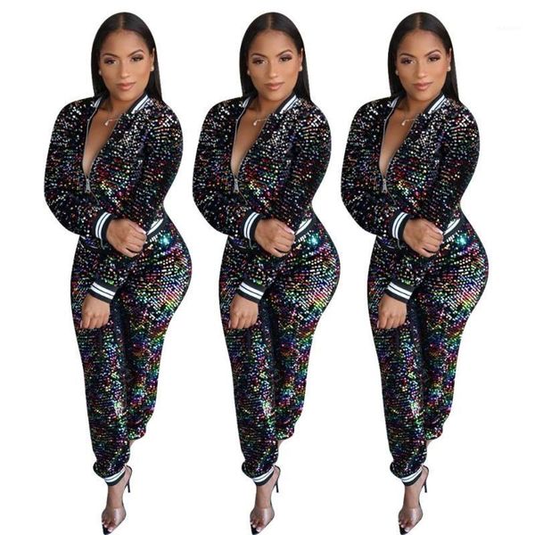 sparkling sequins women colorful two piece sets selling autumn lady's zipper v-neck coats high waist casual pants outfits1, Gray
sparkling sequins women colorful two piece sets selling autumn lady's zipper v-neck coats high waist casual pants outfits1, Gray