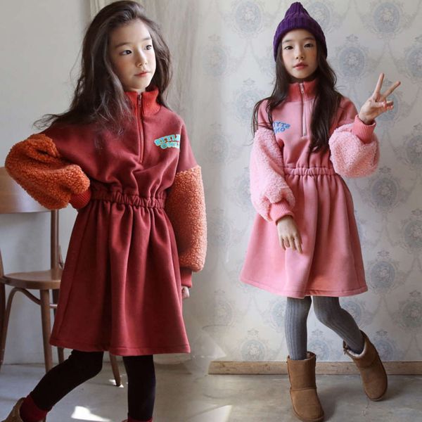 new thickened drs girls' winter 2019 and middle school children's plush long sve stand collar waist skirt, Red;yellow
new thickened drs girls' winter 2019 and middle school children's plush long sve stand collar waist skirt, Red;yellow