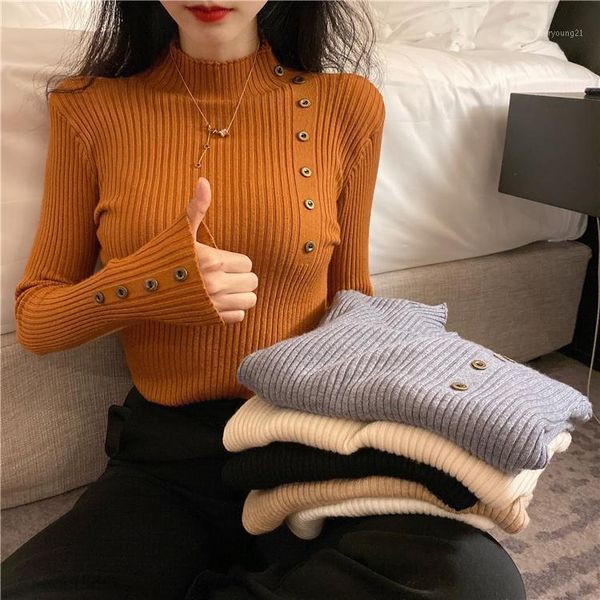 women's sweaters korean turtleneck knitted for women slim long sleeve button pullovers fashion brand solid ladies autumn winter1, White;black
women's sweaters korean turtleneck knitted for women slim long sleeve button pullovers fashion brand solid ladies autumn winter1, White;black