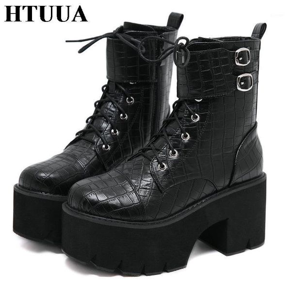 htuua autumn winter platform boots women chunky heel ankle boots punk gothic lace-up side zipper motorcycle shoes woman sx33181, Black
htuua autumn winter platform boots women chunky heel ankle boots punk gothic lace-up side zipper motorcycle shoes woman sx33181, Black