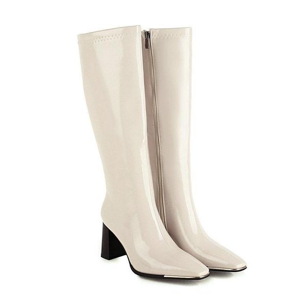 deat 2020 new spring autumn fashion elastic paint leather square head thick high heel single shoes women long cool boots sf231, Black
deat 2020 new spring autumn fashion elastic paint leather square head thick high heel single shoes women long cool boots sf231, Black