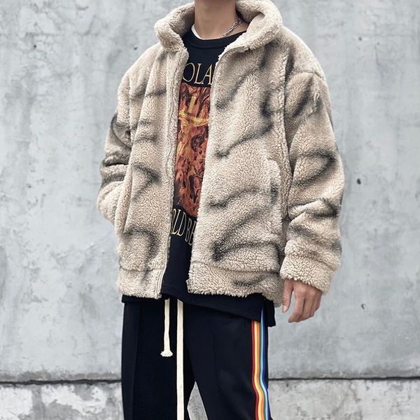 high street lamb wool warm jacket men and women tie-dye cotton padded fleece winter coat oversize thick casual wadded jacket1, Black
high street lamb wool warm jacket men and women tie-dye cotton padded fleece winter coat oversize thick casual wadded jacket1, Black