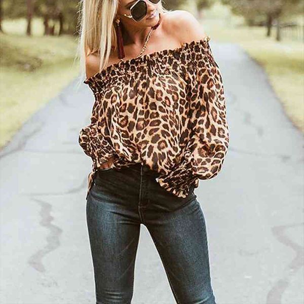 Women Blouses Fashion Sexy Off Shoulder Leopard Print Tops Puff Long Sleeve Loose Top Winter Clothes Women Clothing, White
Women Blouses Fashion Sexy Off Shoulder Leopard Print Tops Puff Long Sleeve Loose Top Winter Clothes Women Clothing, White