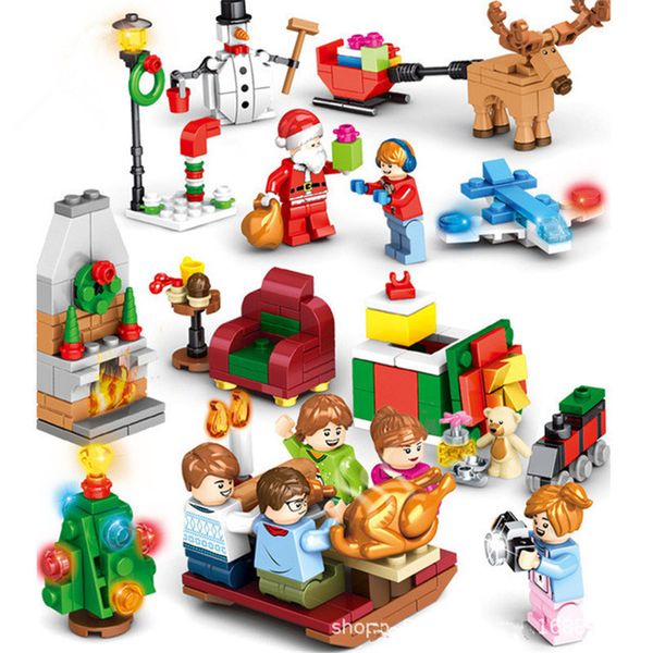 1 Box Figures Christmas Tree Elk Deer Santa Clause Building Blocks Bricks Educational Diy Assembled Toys Blocking