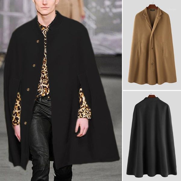 incerun winter fashion men cloak coats solid streetwear faux blends fleece overcoat stand collar trench casual jackets cape 20201, Tan;black
incerun winter fashion men cloak coats solid streetwear faux blends fleece overcoat stand collar trench casual jackets cape 20201, Tan;black