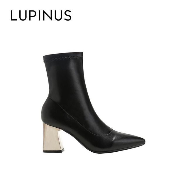 lupinus fashion plating heel ankle boots for women 2020 new chic pointed leather casual high heel women boots mujer, Black
lupinus fashion plating heel ankle boots for women 2020 new chic pointed leather casual high heel women boots mujer, Black