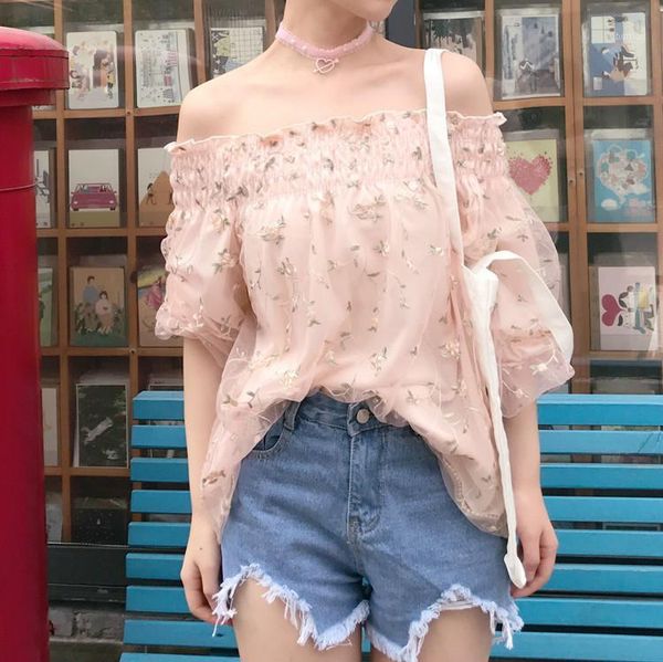women's blouses & shirts neploe floral embroidery women blouse off shoulder blusas 2021 spring summer korean sweet mesh patchwork s, White
women's blouses & shirts neploe floral embroidery women blouse off shoulder blusas 2021 spring summer korean sweet mesh patchwork s, White