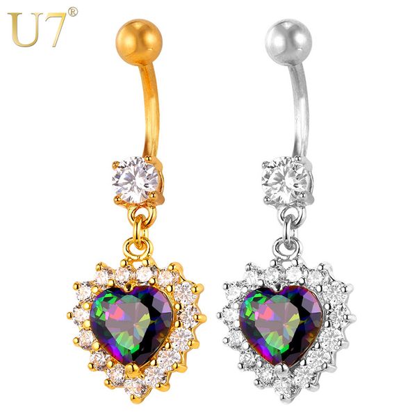unique new crystal heart belly button ring for women gift body jewelry 18k gold plated / platinum party cubic zircon navel ring d010, Silver
unique new crystal heart belly button ring for women gift body jewelry 18k gold plated / platinum party cubic zircon navel ring d010, Silver
