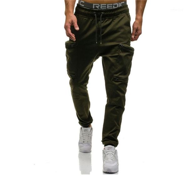 running pants 2021 outdoor spring autumn sport jogging camouflage gym harem men multi pocket hip hop drawstring track trousers men1, Black;blue