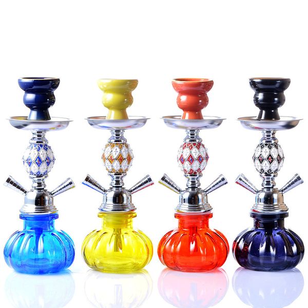 small size portable pipe set glass base hookah with double hoses ceramic bowl charcoal tongs chicha narguile accessories 
small size portable pipe set glass base hookah with double hoses ceramic bowl charcoal tongs chicha narguile accessories