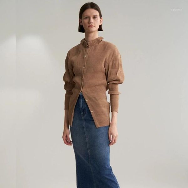 7a00304 stand collar full sleeves knitting single breasted slim pleated vintage spring and autumn fashion shirt female blouse1, White
7a00304 stand collar full sleeves knitting single breasted slim pleated vintage spring and autumn fashion shirt female blouse1, White