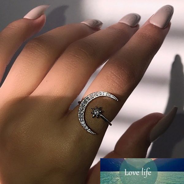 vintage minimalist zircon moon star opening ring for charming women party bohemian jewelry cute gift, Silver
vintage minimalist zircon moon star opening ring for charming women party bohemian jewelry cute gift, Silver