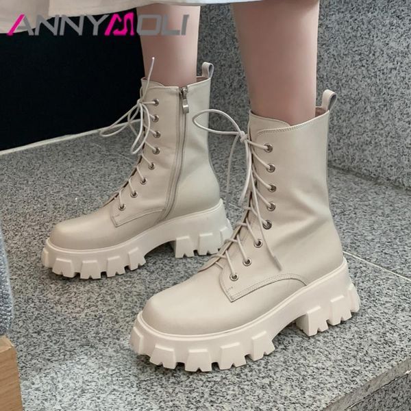annymoli real leather platform high heel mid calf boots women shoes lace up zip thick heels motorcycle boots autumn winter beige1, Black
annymoli real leather platform high heel mid calf boots women shoes lace up zip thick heels motorcycle boots autumn winter beige1, Black