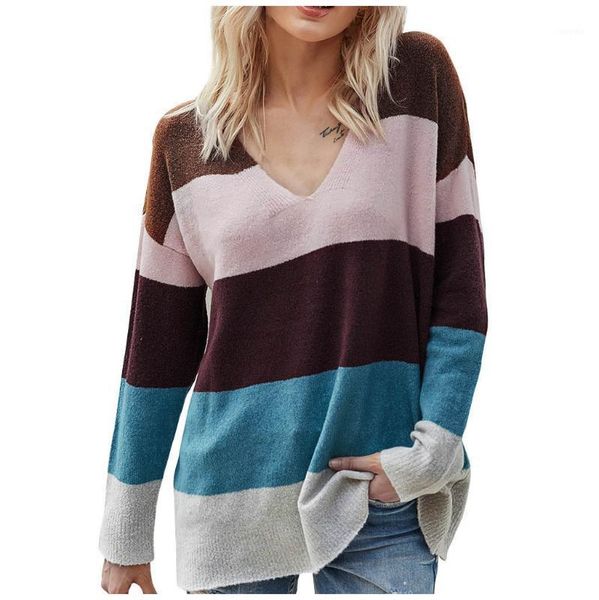 2020 winter knitted sweater women v neck loose sweater long sleeve striped patchwork pullovers casual female autumn1, White;black
2020 winter knitted sweater women v neck loose sweater long sleeve striped patchwork pullovers casual female autumn1, White;black