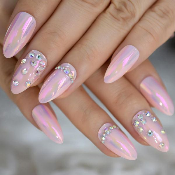 false nails shiny pink chameleon mirror stiletto amlond sharp artificial nail tips for office home faux ongle sticker, Red;gold
false nails shiny pink chameleon mirror stiletto amlond sharp artificial nail tips for office home faux ongle sticker, Red;gold