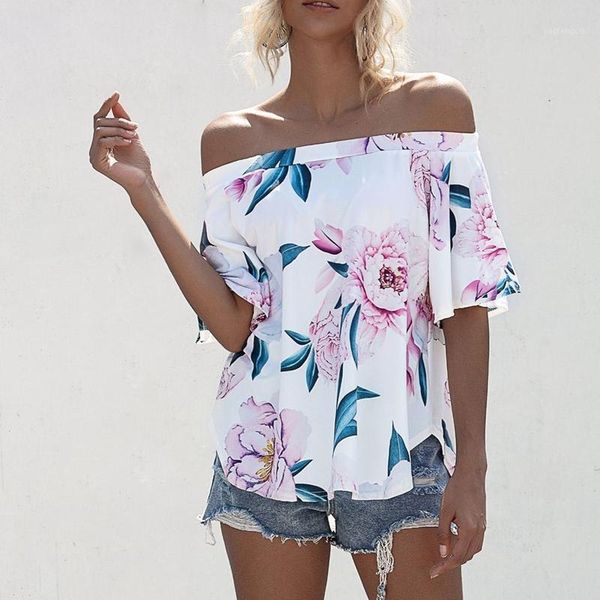 womens off shoulder floral print loose casual shirts summer short sleeve blouse1, White
womens off shoulder floral print loose casual shirts summer short sleeve blouse1, White