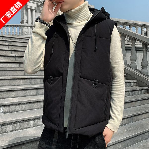autumn and winter korean fashion warm thickened vest men's large down cotton jacket, Black;white
autumn and winter korean fashion warm thickened vest men's large down cotton jacket, Black;white
