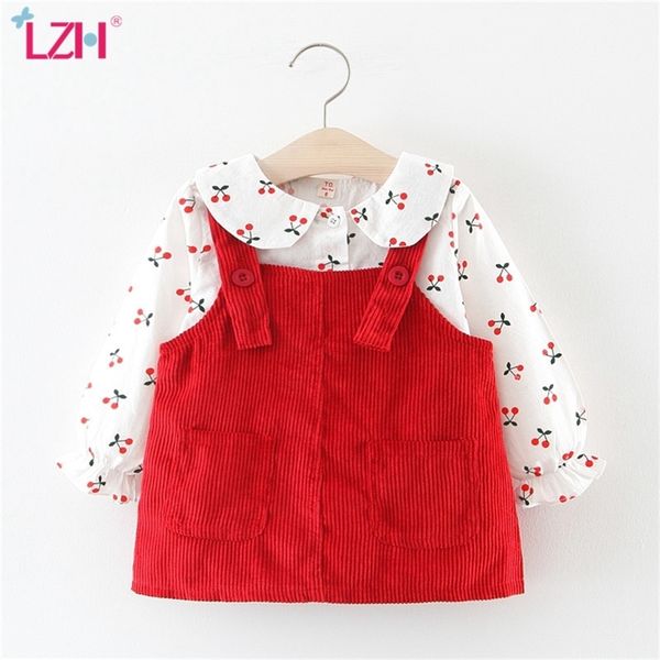 lzh 2020 new autumn baby casual cherry print shirt+strap dresses for baby girls princess dress newborn clothes infant dress lj201221, Red;yellow
lzh 2020 new autumn baby casual cherry print shirt+strap dresses for baby girls princess dress newborn clothes infant dress lj201221, Red;yellow