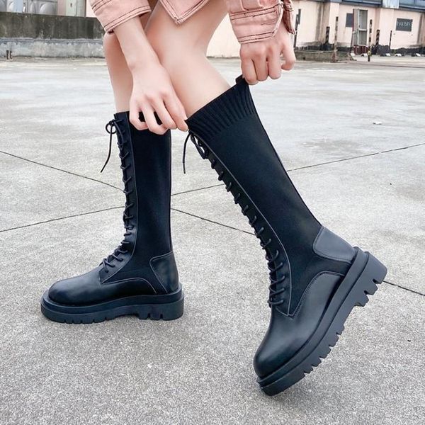 2020 fashion black mid-calf women boots autumn winter woman flat heel boot knitting patchwork sock boots motorcycle shoes1
2020 fashion black mid-calf women boots autumn winter woman flat heel boot knitting patchwork sock boots motorcycle shoes1