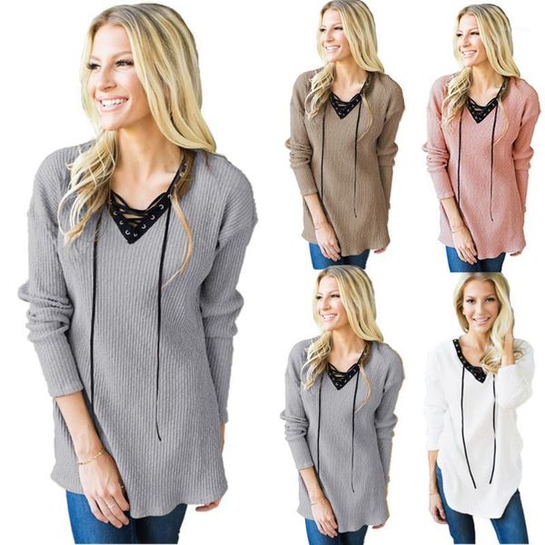 women long sleeve warm soild sweater autumn bandage strappy v neck female clothing blouses shirts knitwear ladies jumpers1, White;black
women long sleeve warm soild sweater autumn bandage strappy v neck female clothing blouses shirts knitwear ladies jumpers1, White;black