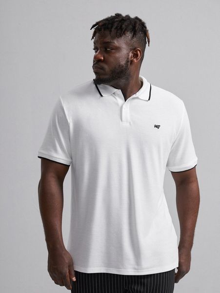 extended sizes men letter embroidery button half placket polo shirt w2zu#, White;black
extended sizes men letter embroidery button half placket polo shirt w2zu#, White;black
