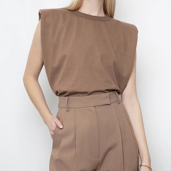 2021 new without sleeves shoulder cushion fit show thin temperament around the neck woman's sweater vest simple women's lower qm35, White
2021 new without sleeves shoulder cushion fit show thin temperament around the neck woman's sweater vest simple women's lower qm35, White