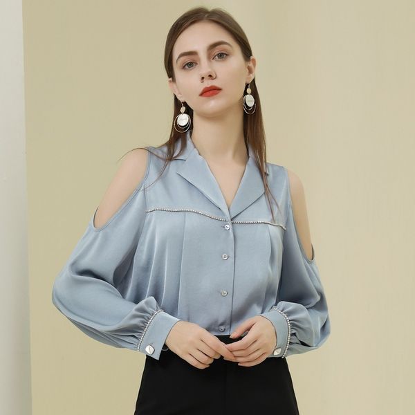 2021 new designer spring new korean women's lapel nail bead off shoulder lantern sleeve chiffon long sleeve shirt, White;black
2021 new designer spring new korean women's lapel nail bead off shoulder lantern sleeve chiffon long sleeve shirt, White;black