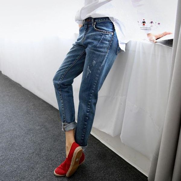 2020 spring new korean women's large size loose high waist was thin students wild straight nine points jeans women, Blue
2020 spring new korean women's large size loose high waist was thin students wild straight nine points jeans women, Blue