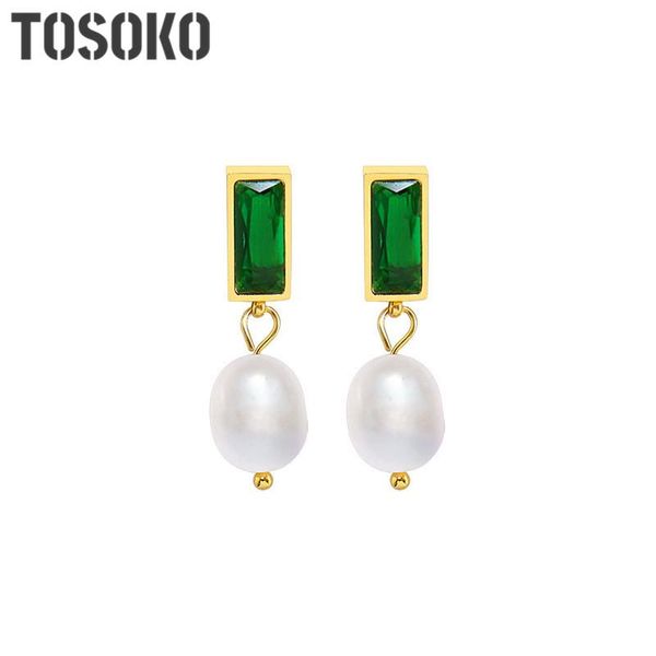 TOSOKO Stainless Steel Jew Green Black Zircon Earrings Baroque Style Natural Freshwater Pearl Elegant Earrings For Women BSF372, Silver
TOSOKO Stainless Steel Jew Green Black Zircon Earrings Baroque Style Natural Freshwater Pearl Elegant Earrings For Women BSF372, Silver