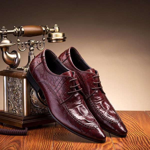men's leather shoes business formal wear leather shoes men's pointed toe embossed crocodile pattern men, Black
men's leather shoes business formal wear leather shoes men's pointed toe embossed crocodile pattern men, Black