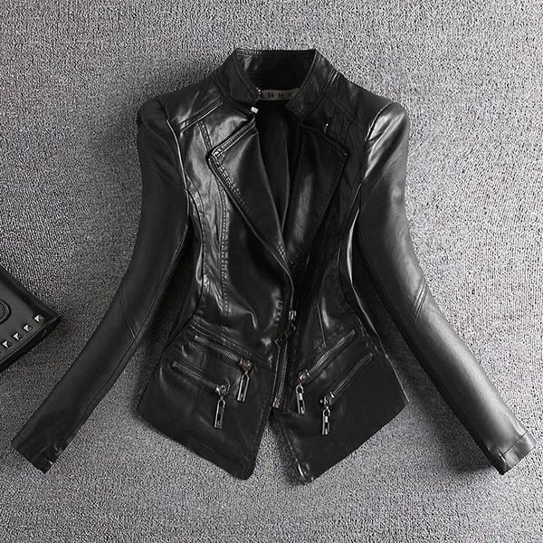 women's leather & faux korean women short pu black jackets female slim zipper motorcyle jacket full sleeve coats stand collar autumn
women's leather & faux korean women short pu black jackets female slim zipper motorcyle jacket full sleeve coats stand collar autumn