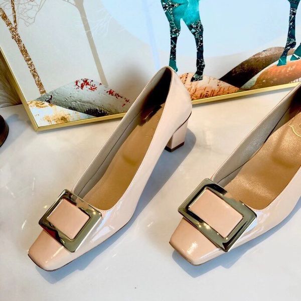 high-heeled shoes for women with thick leather square toe buckle and shallow mouth patent leather all-match fairy style single sho, Black
high-heeled shoes for women with thick leather square toe buckle and shallow mouth patent leather all-match fairy style single sho, Black