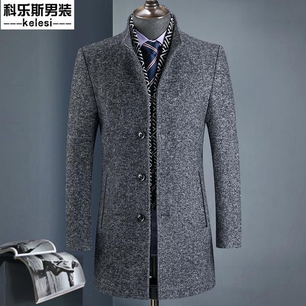 corus new winter men's woolen coat casual men's medium long woolen slim standing collar coat kaz828, Black
corus new winter men's woolen coat casual men's medium long woolen slim standing collar coat kaz828, Black