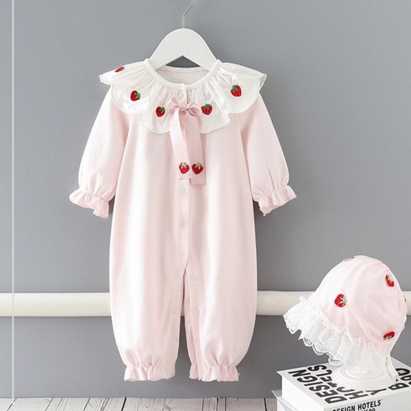 wholesale 2021 spring new baby romper pink long puff sleeves strawberry peter pan collar kids jumpsuit outfits e9160, Blue
wholesale 2021 spring new baby romper pink long puff sleeves strawberry peter pan collar kids jumpsuit outfits e9160, Blue