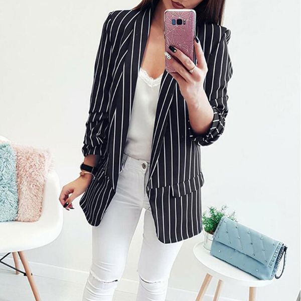 autumn women's casual black & white striped coats cardigan long sleeve loose jackets ladies office outerwear ws9488v, Black;brown
autumn women's casual black & white striped coats cardigan long sleeve loose jackets ladies office outerwear ws9488v, Black;brown
