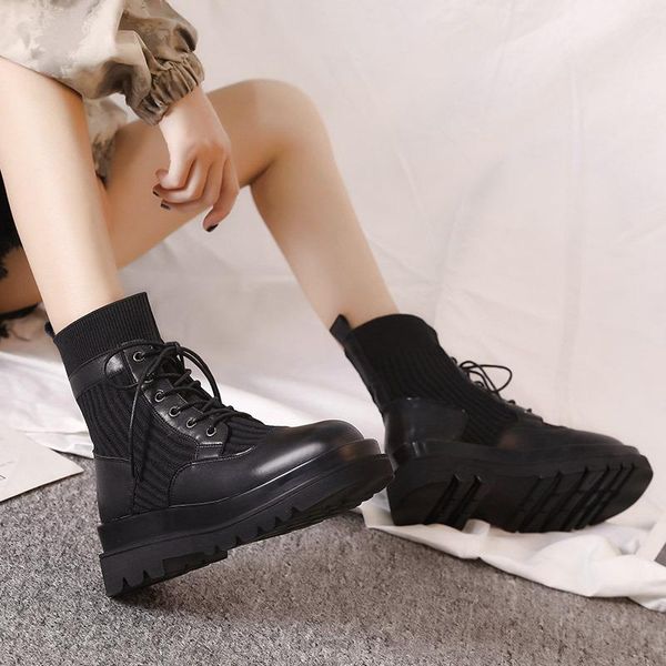 boots style new simplicity trend martin autumn korean flying weaving 4cm low heel short boots genuine leather classic women shoes, Black 
boots style new simplicity trend martin autumn korean flying weaving 4cm low heel short boots genuine leather classic women shoes, Black
