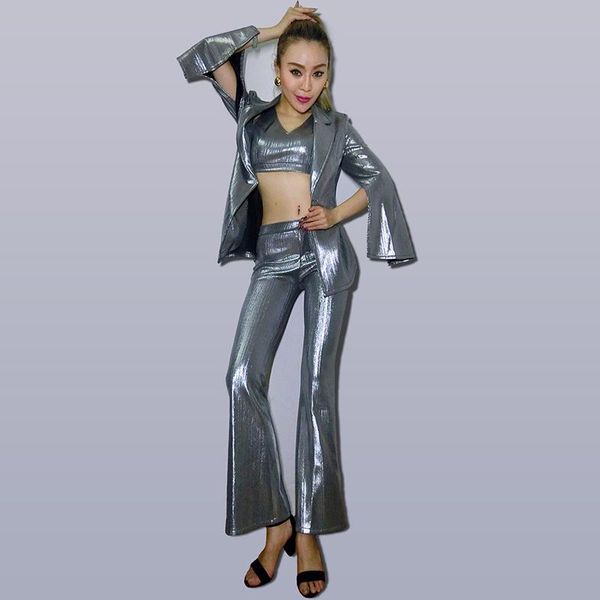 stage wear nightclub costumes shiny silver suit retro flared pants female dj singer dancers rave performance outfits 724, Black;red
stage wear nightclub costumes shiny silver suit retro flared pants female dj singer dancers rave performance outfits 724, Black;red