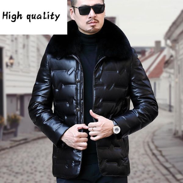 aged middle men's medium and long fur collar leather down jacket men's winter new style sheepskin coat for men1, Black
aged middle men's medium and long fur collar leather down jacket men's winter new style sheepskin coat for men1, Black