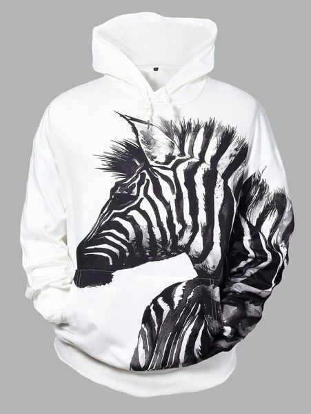 men zebra print drawstring hoodie g0x1#, Black
men zebra print drawstring hoodie g0x1#, Black
