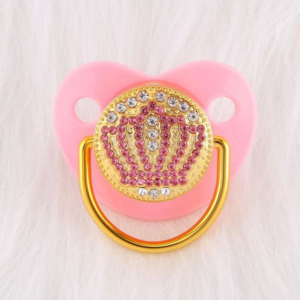 Accesorios Bling Bling Pink Rhinestones Crown Baby Pacifier 0-18 Months Infant Dummy Lollipop Baby Shower Gift Chupeta