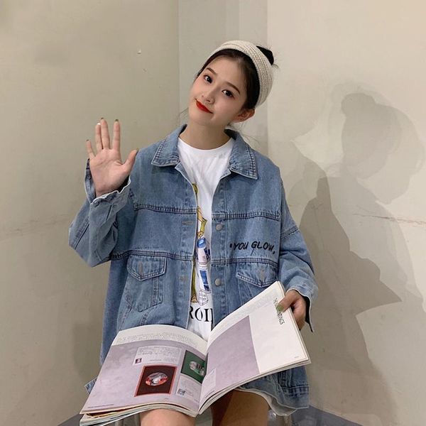 women's jackets casual jean coats 2021 spring autumn women denim jacket long sleeve loose female girls outwear baggy os176, Black;brown
women's jackets casual jean coats 2021 spring autumn women denim jacket long sleeve loose female girls outwear baggy os176, Black;brown