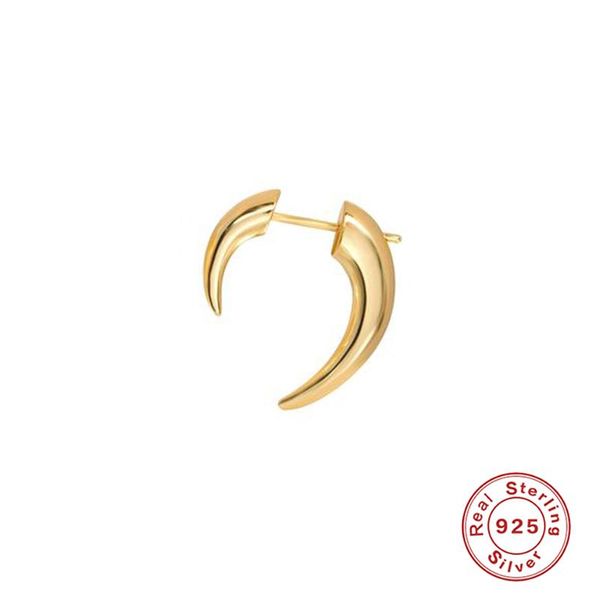 stud boako 1pcs solid 925 sterling silver earrings for women horn shape creative glossy fashion earings piercing pendientes w5, Golden;silver 
stud boako 1pcs solid 925 sterling silver earrings for women horn shape creative glossy fashion earings piercing pendientes w5, Golden;silver