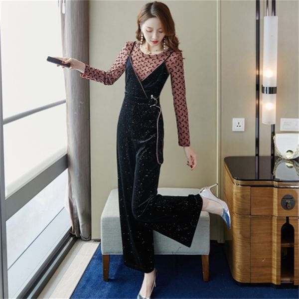 gold velvet of women overalls lady in office one piece femison pants combinaison two outfits fcve, White
gold velvet of women overalls lady in office one piece femison pants combinaison two outfits fcve, White