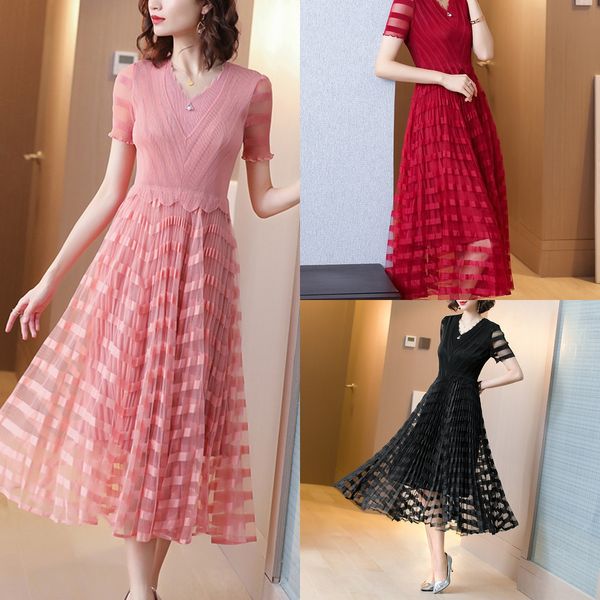 summer dress 2020 new v-neck short sleeve long style slim magic pleated magic long skirt side skirtlarge hem pleated skirt k59hu, Black;gray
summer dress 2020 new v-neck short sleeve long style slim magic pleated magic long skirt side skirtlarge hem pleated skirt k59hu, Black;gray